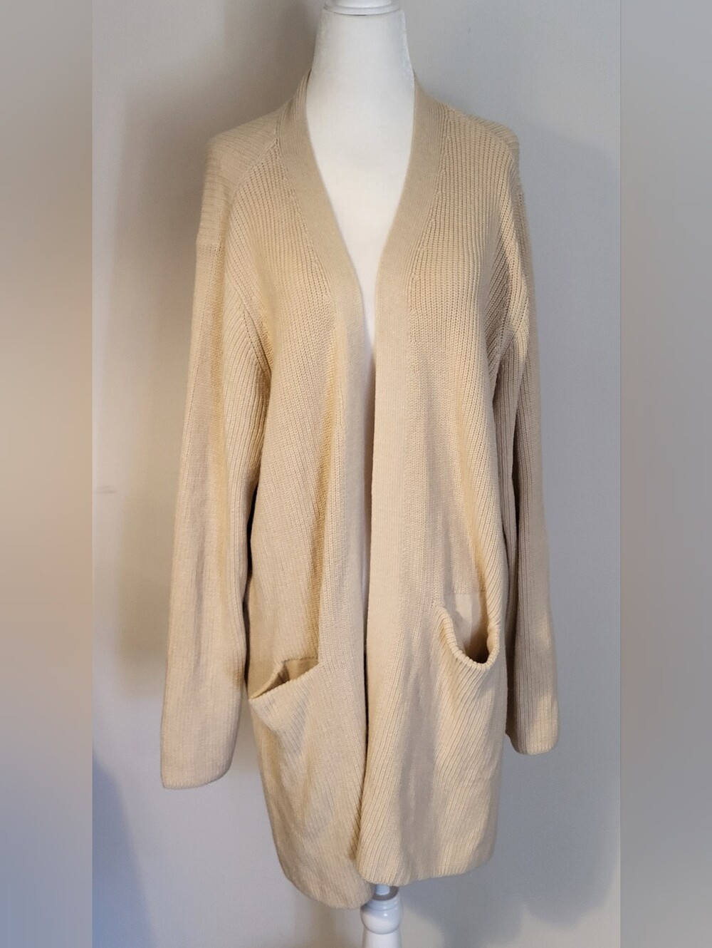 GAP Tan Open Front Cardigan Sweater XXL NWT Long Knit Pockets